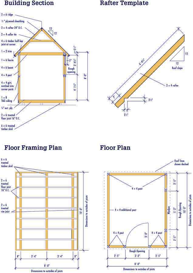 shed floor blueprints 8x10 Floor Plan Rafter